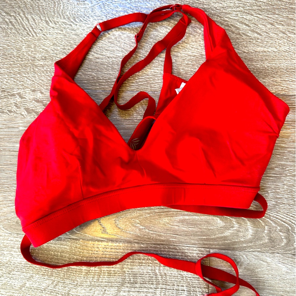 Red sports bra with sexy wrap around